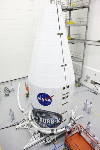 Technicians Work on TDRS-K Spacecraft