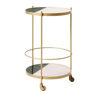 server with brass frame and wheels and marble