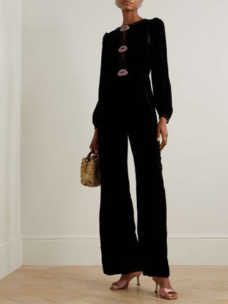 Camille Cutout Embellished Velvet Jumpsuit