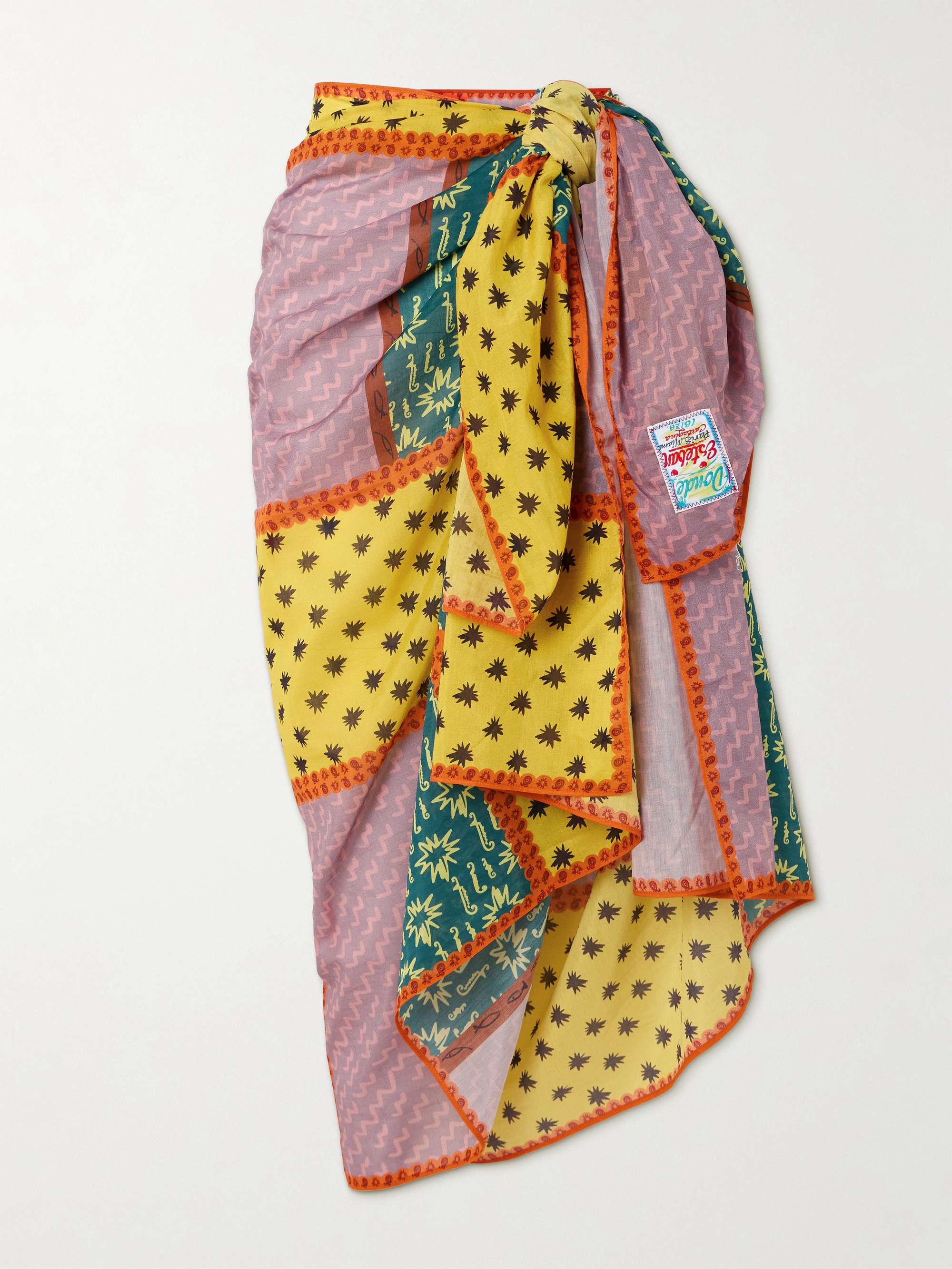 Estrellitas Patchwork Printed Cotton and Silk-Blend Pareo