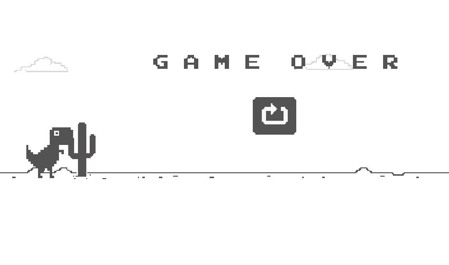 Game over in Chrome dinosaur game