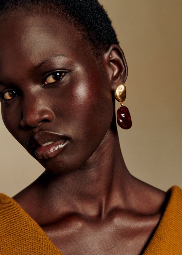 Solene Earrings - Golden Brown - Resin - S&amp;eacute;zane