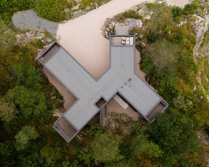 Aerial view of the Villa Bamble in Norway