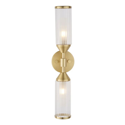 fluted glass and brass wall light
