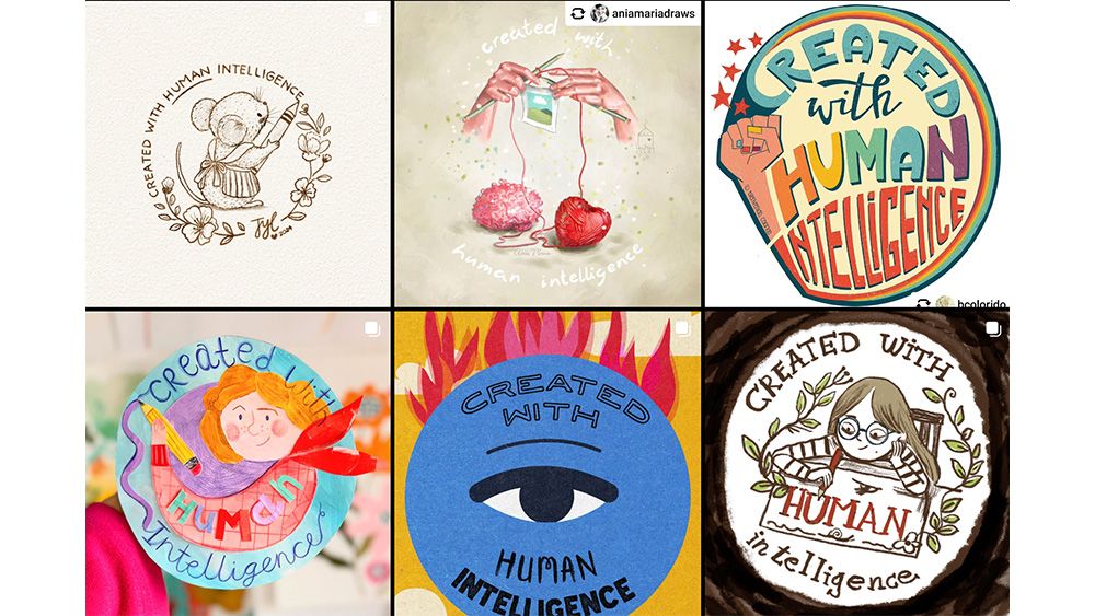 Artwork created as part of the Created with human intelligence viral trend