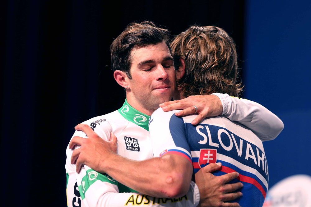 Michael Matthews (Australia) congratulates Peter Sagan (Slovakia)