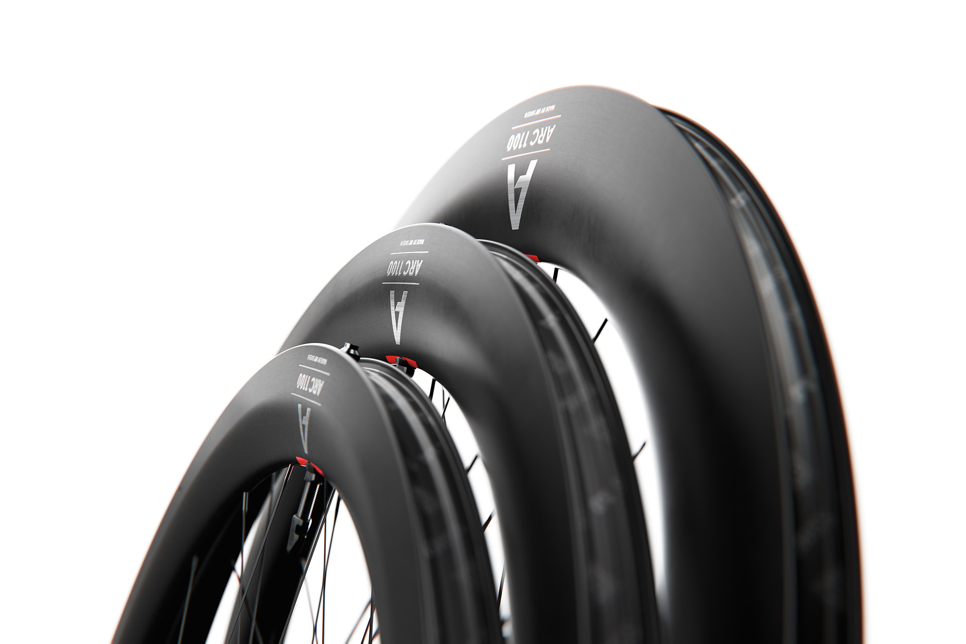 DT Swiss aero road wheels shown in various depths
