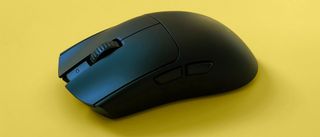 The Razer Viper V3 Pro mouse against a yellow background.