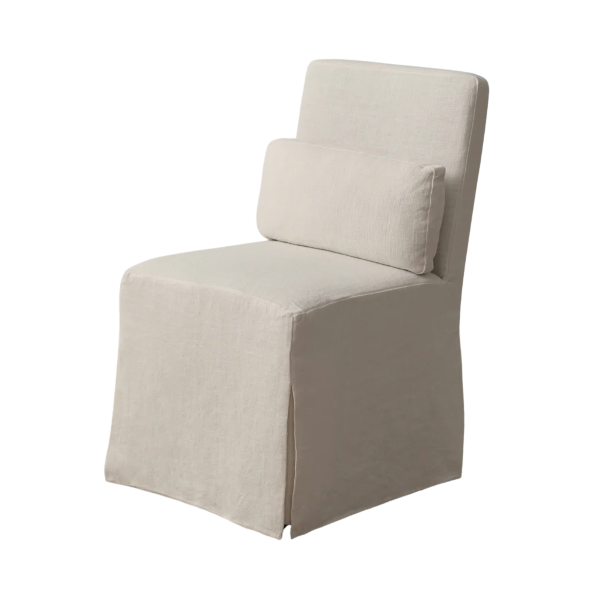 linen dining chair with bolster pillow