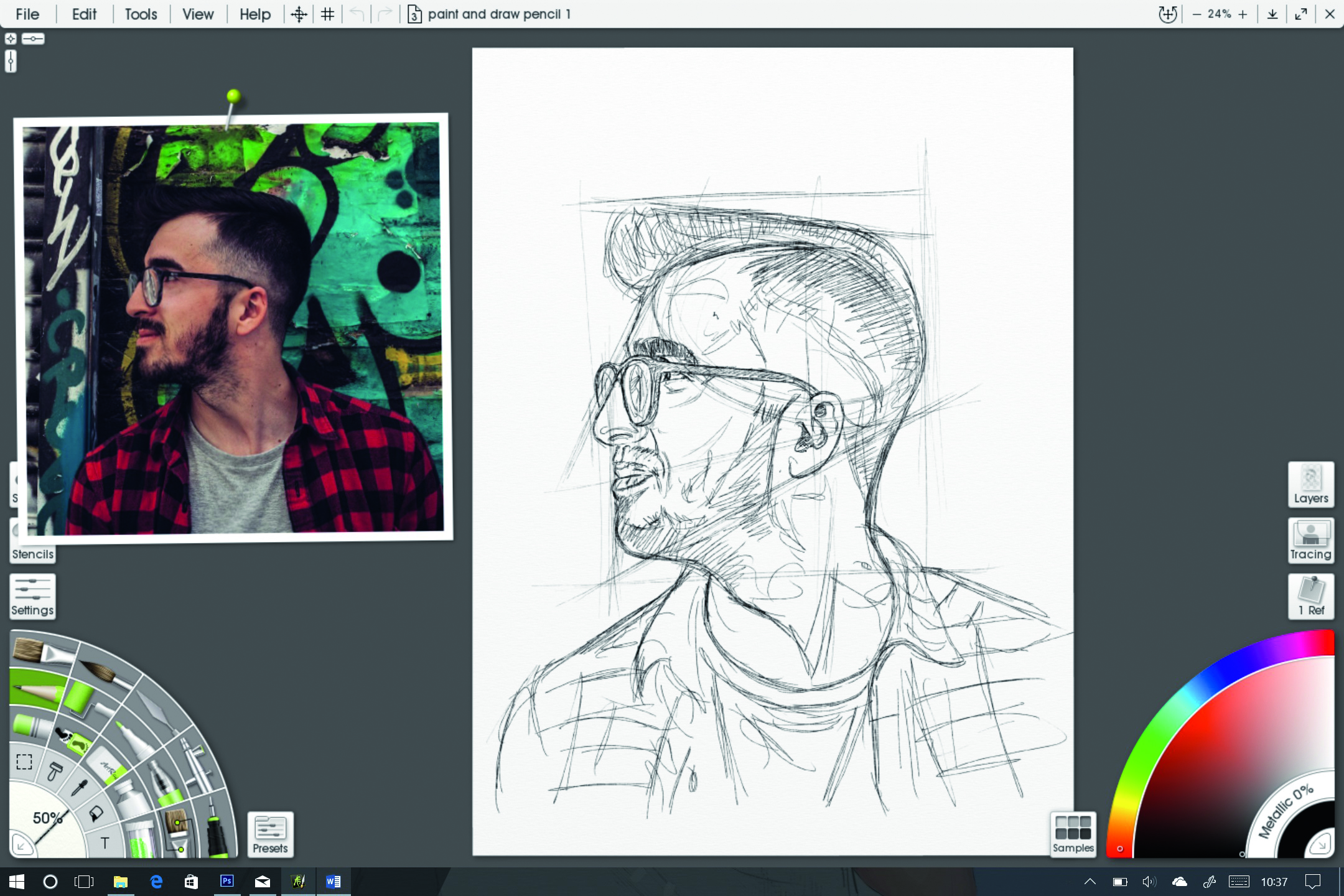 more detailed sketch of man