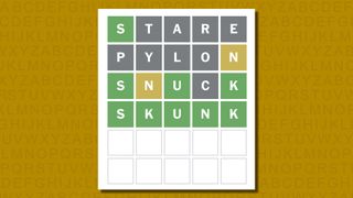 Wordle answer 844 on a yellow background