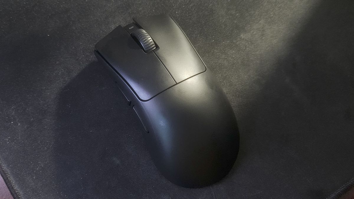 A Razer DeathAdder V4 Pro on a desk