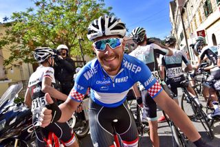 Giacomo Nizzolo (Trek-Segafredo) celebrates his second stage win