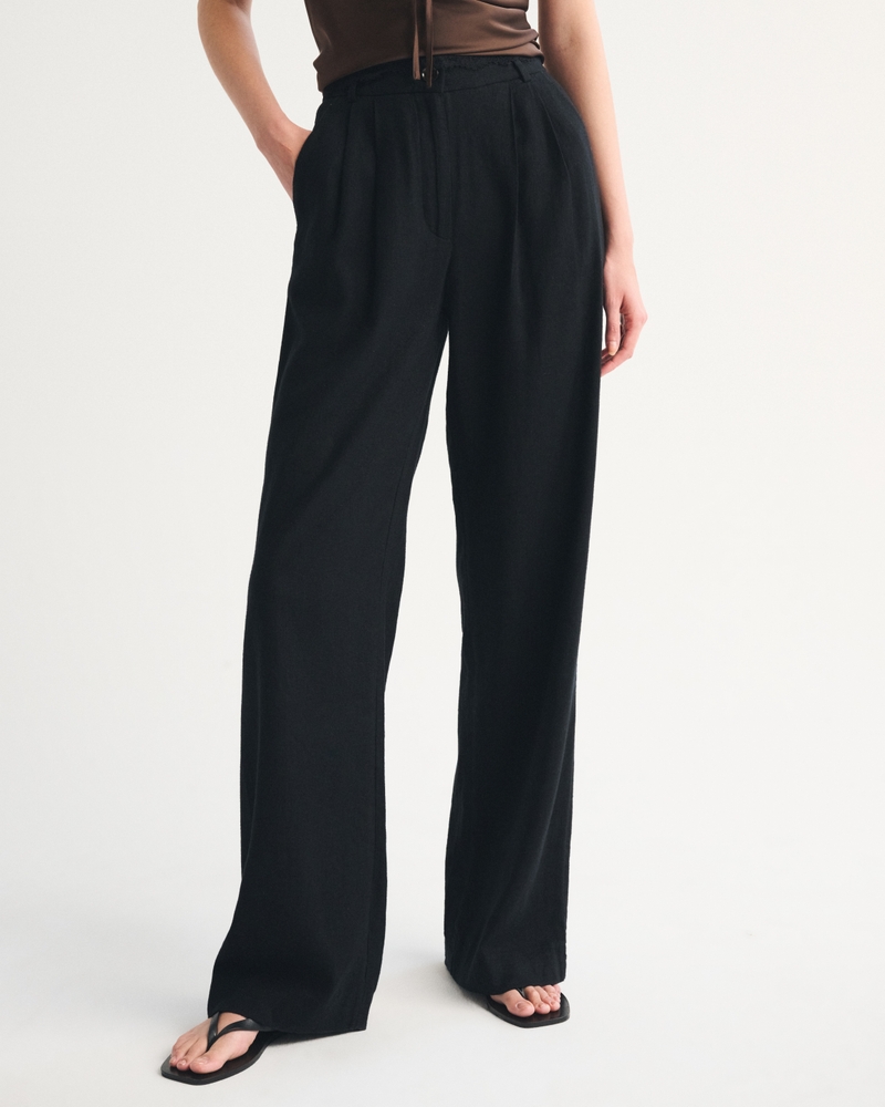 A&amp;amp;f Sloane Linen-Blend Tailored Wide Leg Pant