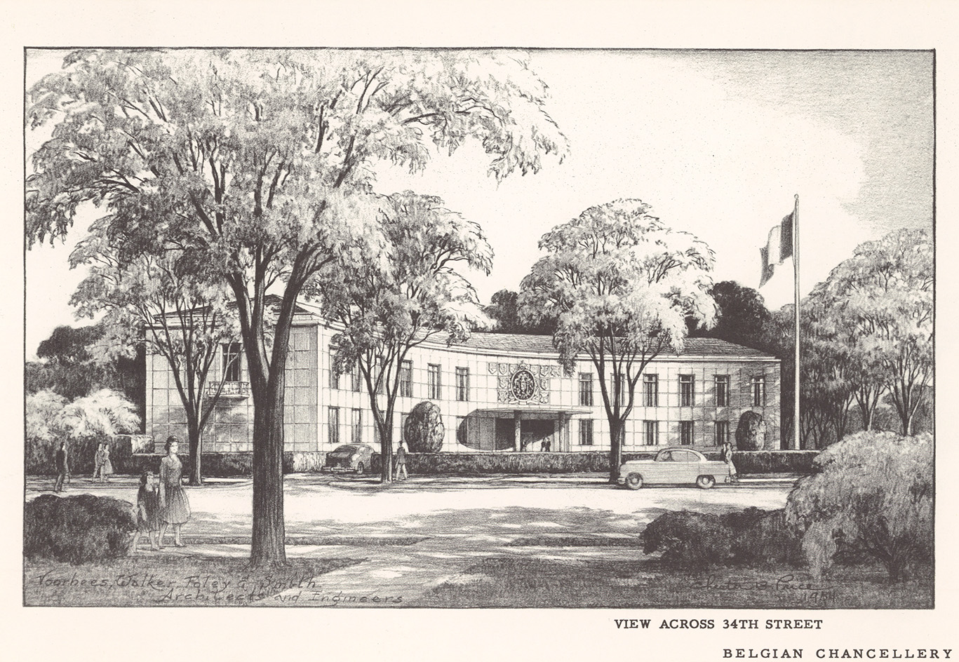 The Washington chancery, 1954 - &amp;copy; Hugo Van Kuyck (FelixArchief, Architect Hugo Van Kuyck, 28#9562, Presentation booklet Belgian Chancellery)