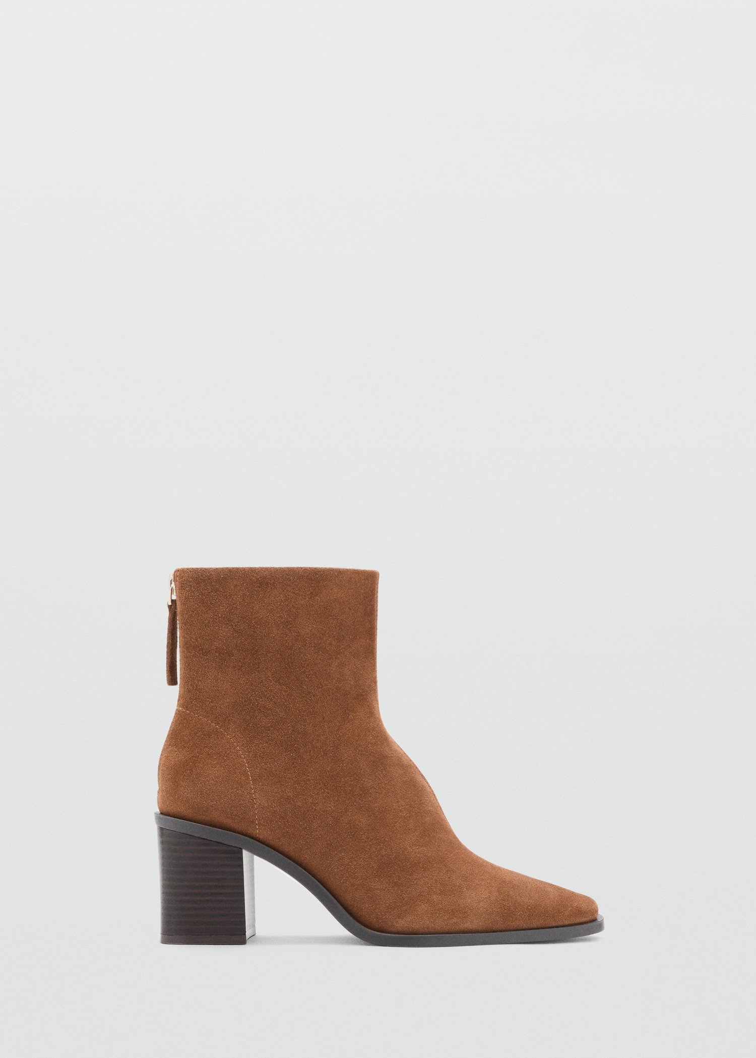 Suede Leather Ankle Boot With Block Heel - Women | Mango Usa