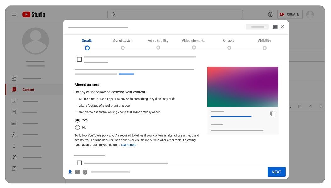 YouTube introduced a new "Altered or synthetic" content disclosure creators must fill out if their video falls within it.