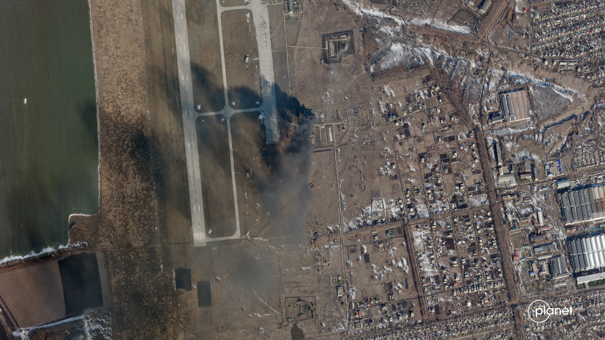 The Chuhuiv Airbase on Feb. 24, 2022.