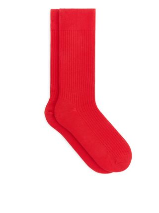 Supima Cotton Rib Socks - Red - Arket Gb