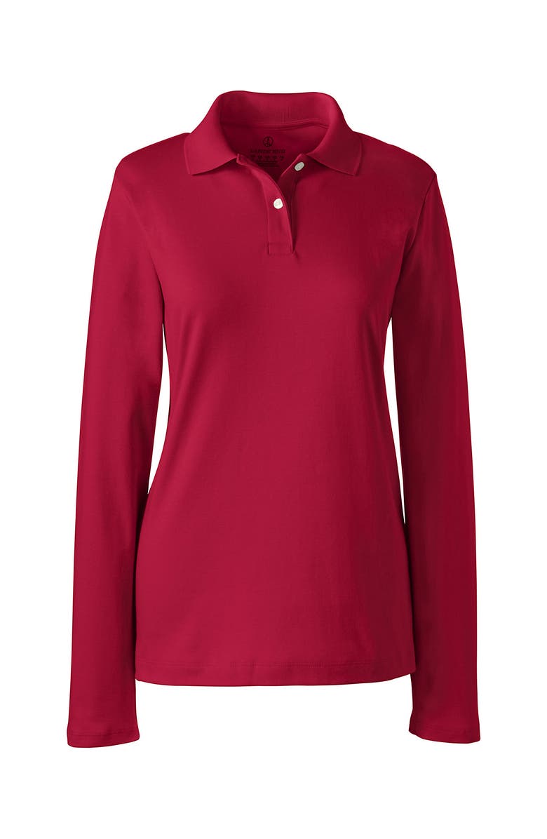 School Uniform Long Sleeve Feminine Fit Interlock Polo Shirt