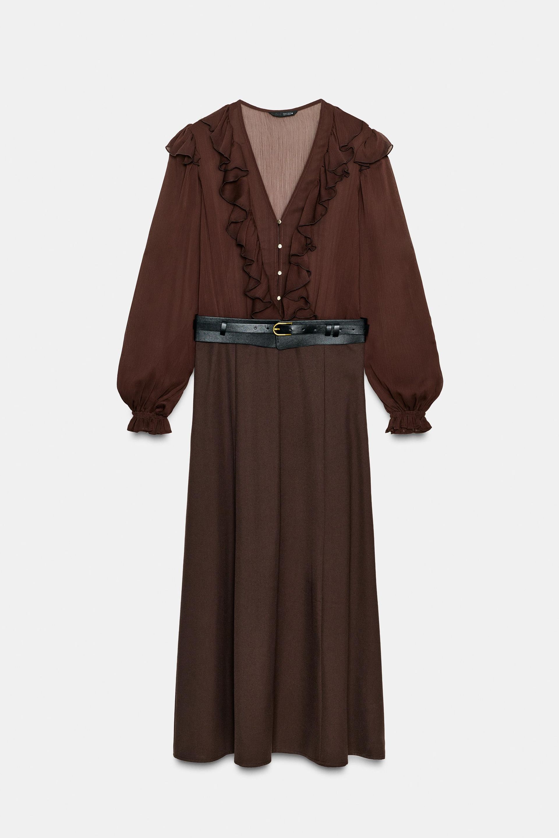 Combination Belted Midi Dress
