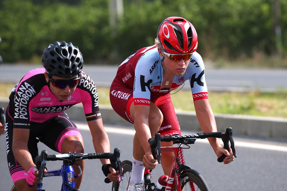 Mads Wurtz Schmidt in the breakaway during stage 3 in Turkey
