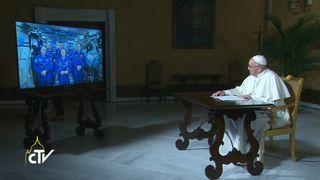 Pope Francis speaks to the Expedition 53 crew at the International Space Station.