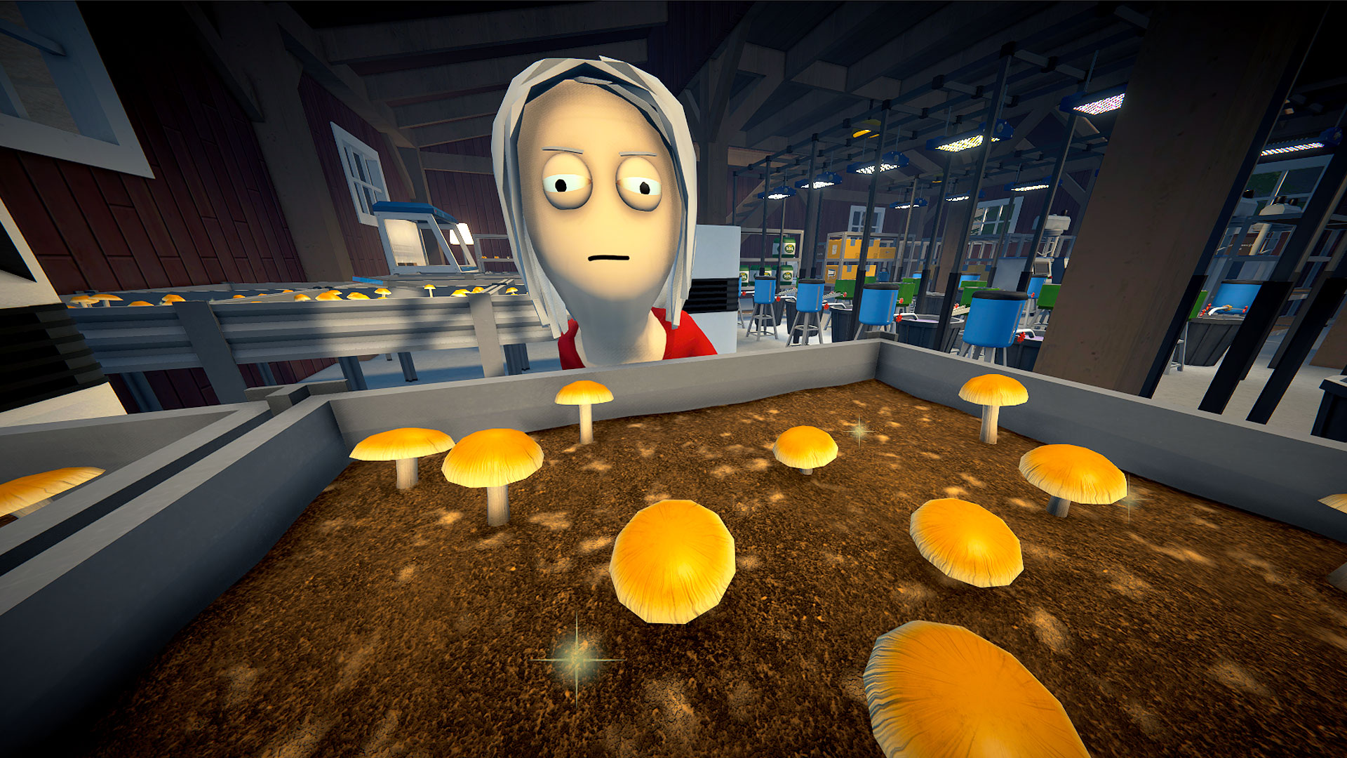 A player looking at a Schedule 1 mushroom bed