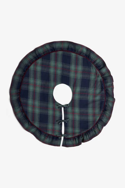 Next Navy Tartan Check Scalloped Edge Tree Skirt