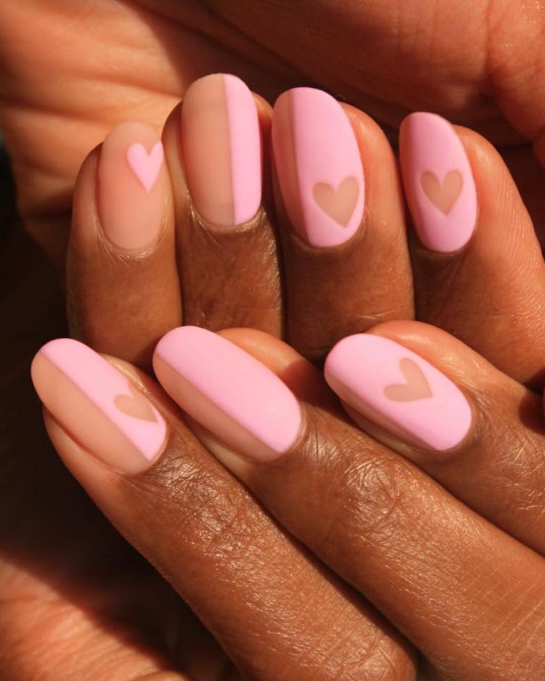 pink heart nail design