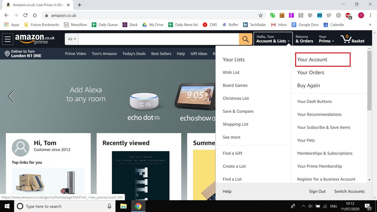 First access your account settings
