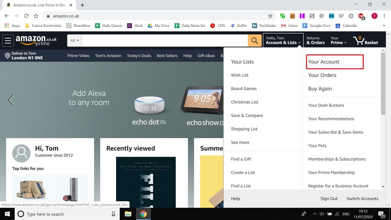 First access your account settings