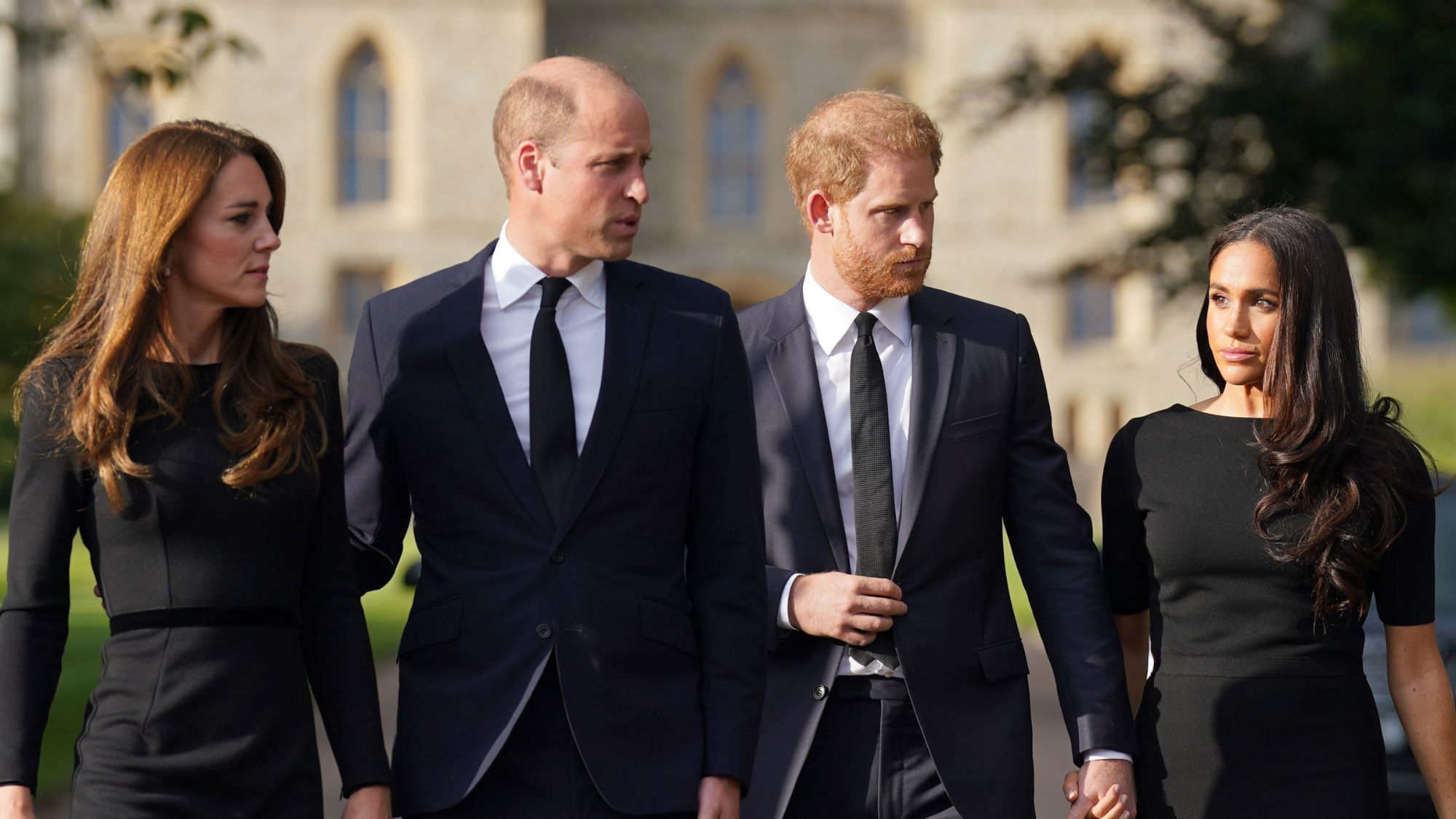 The Duke and Duchess of Sussex and the Prince and Princess of Wales at Windsor Castle in 2022