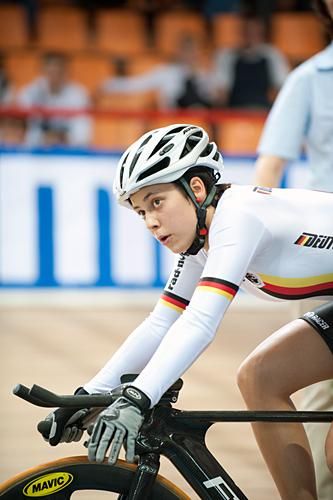 A famous surname.... Charlott Arndt readies for her 500m TT ride.
