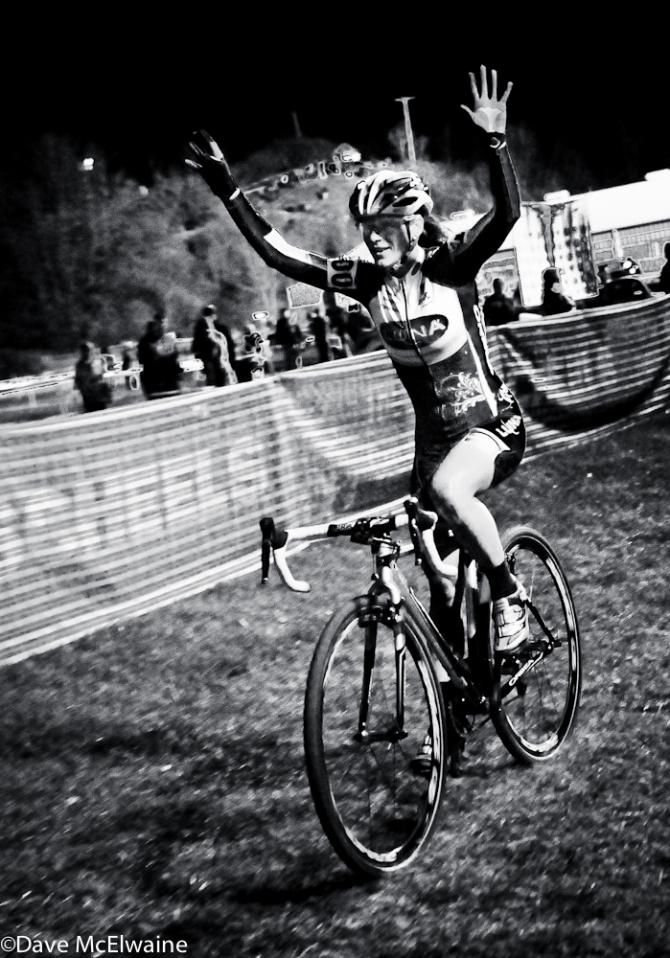 Katerina Nash (Luna Pro Team) taking the win under the lights at Johnson County Fairgrounds