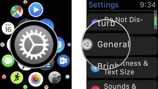 Opening the Settings app on Apple Watch