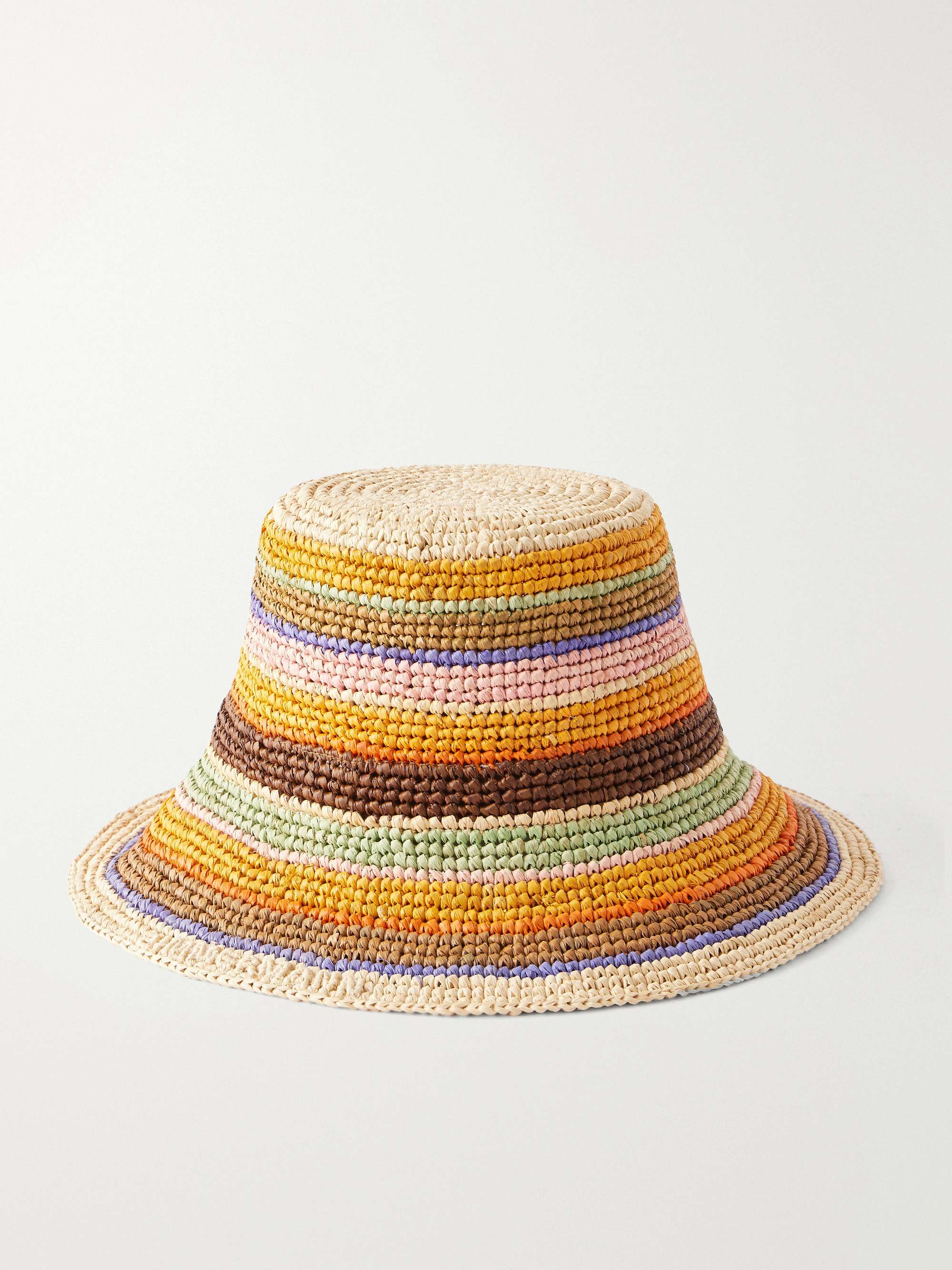 Striped Raffia Bucket Hat