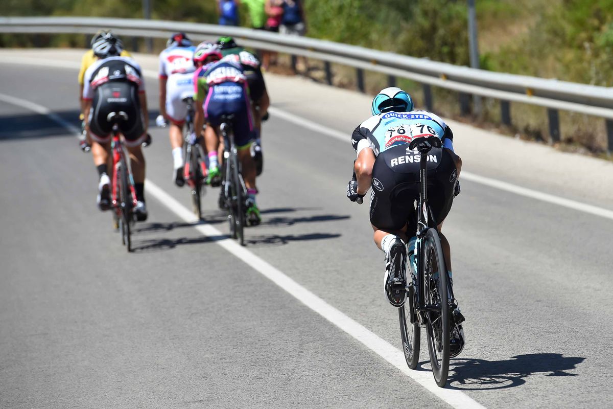 Nikolas Maes (Etixx-Quickstep) bridges back to the breakaway