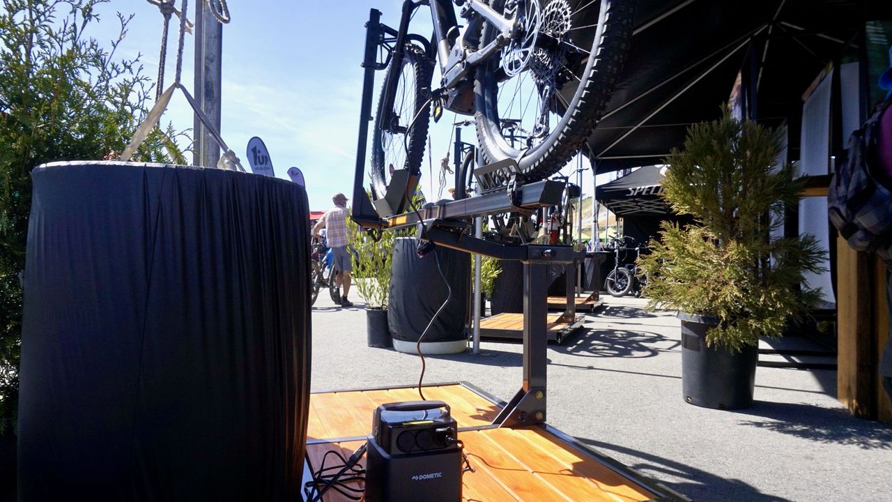 Specialized's fleet of demo e-bikes were charged by solar power