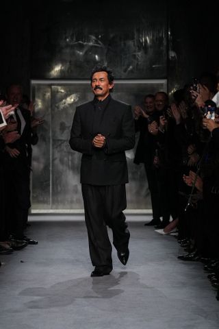 Haider Ackermann's finale walk during his first Tom Ford runway show during Paris Fashion Week.