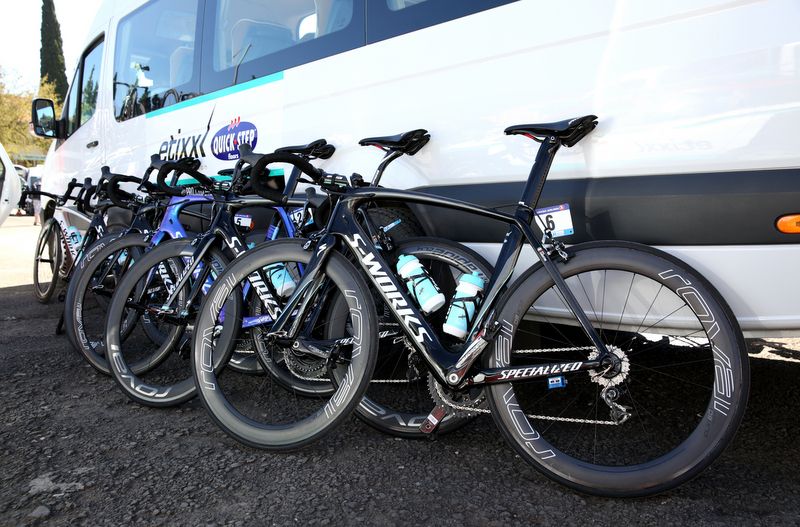 The Etixx-Quic Step Specialized's bikes await the riders