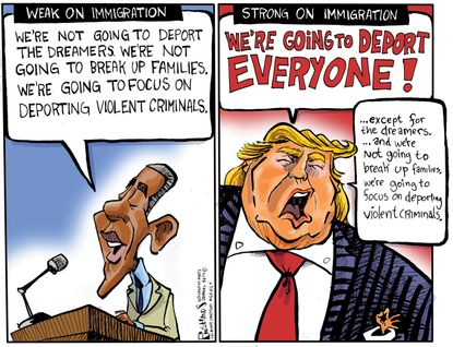 Political Cartoon U.S. Trump Obama Immigration Deportation