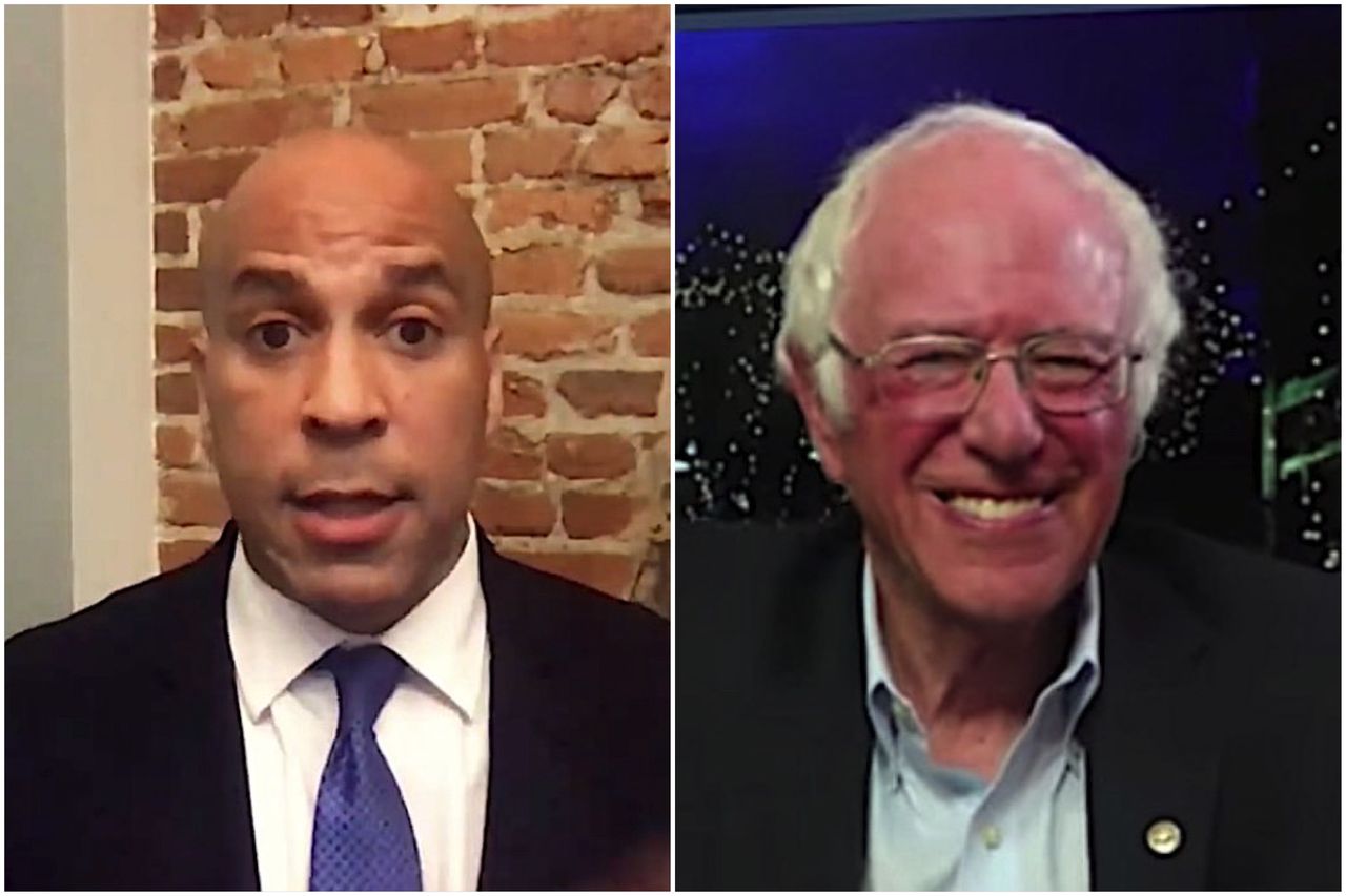 Cory Booker and Bernie Sanders