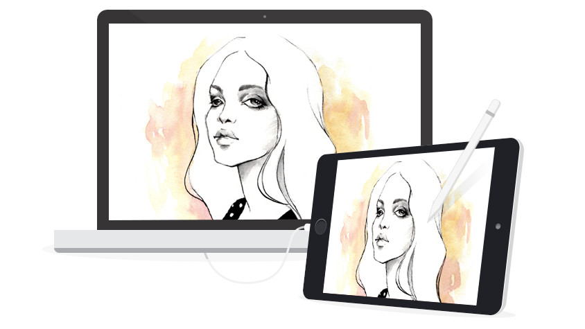 use an iPad as a drawing tablet with a PC; EasyCanvas artwork showing iPad mirroring laptop display