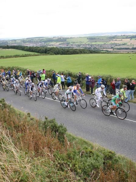 The peloton roll through the, well, rolling hills