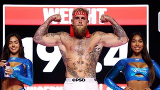 ANAHEIM, CALIFORNIA - JUNE 27: Jake Paul weighs in ahead of his fight against Julio Cesar Chavez Jr at Honda Center on June 27, 2025 in Anaheim, California. (Photo by Cris Esqueda/Golden Boy/Getty Images)