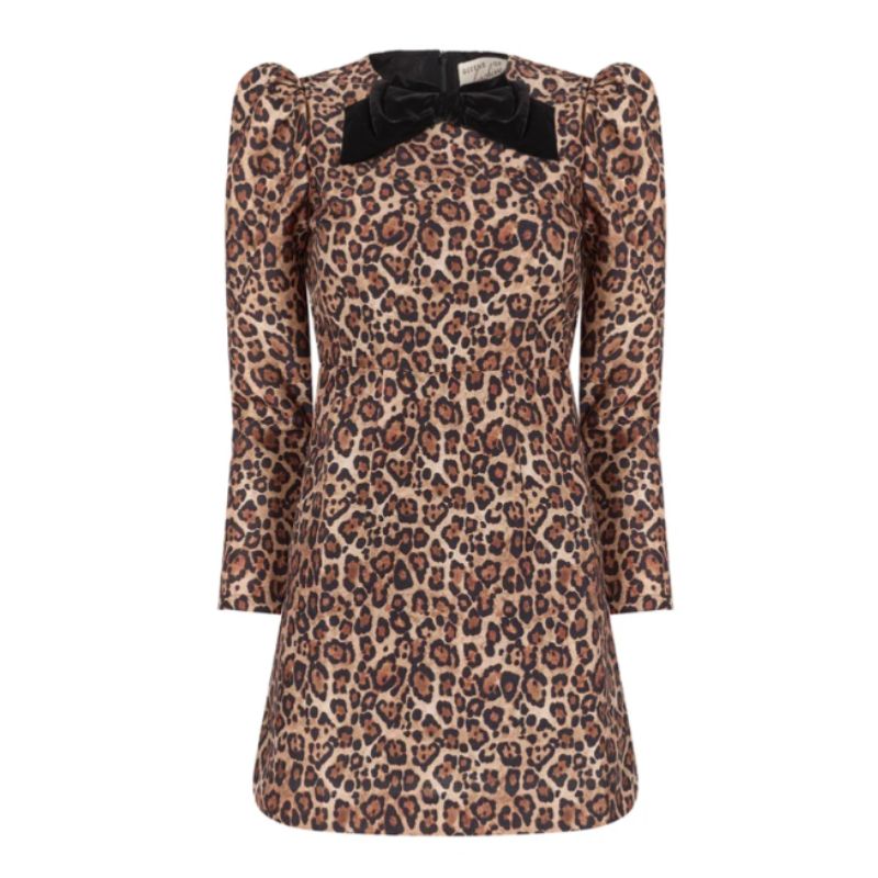 Clodagh McKenna's long-sleeved, leopard print mini dress from Queens Of Archive
