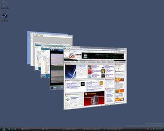 Microsoft has completely reworked the desktop layout in Vista. Windows can be previewed and tiled in 3D.