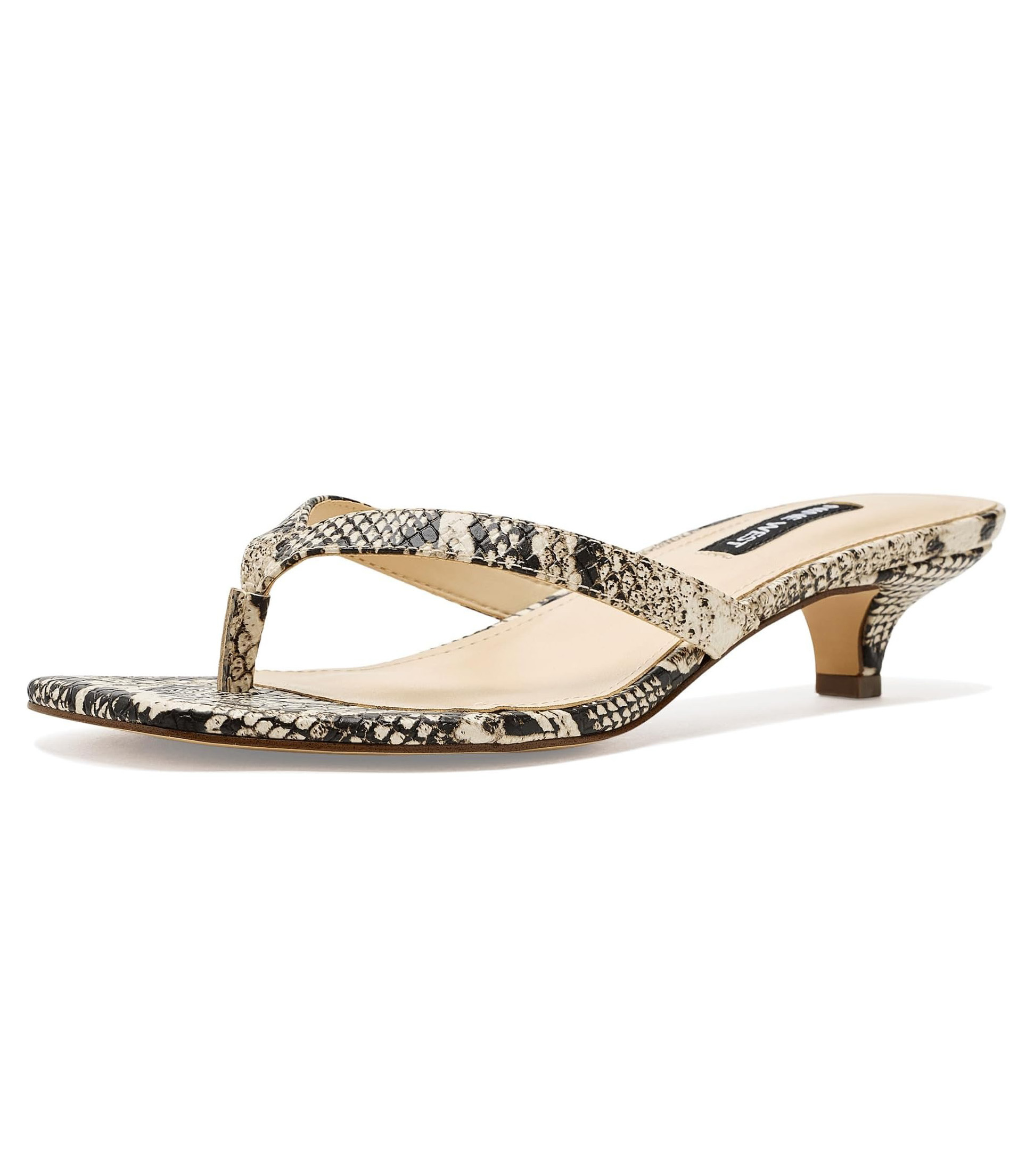 Nine West Women's Cassa Heeled Sandal, Light Natural Snake Multi 110, 9.5