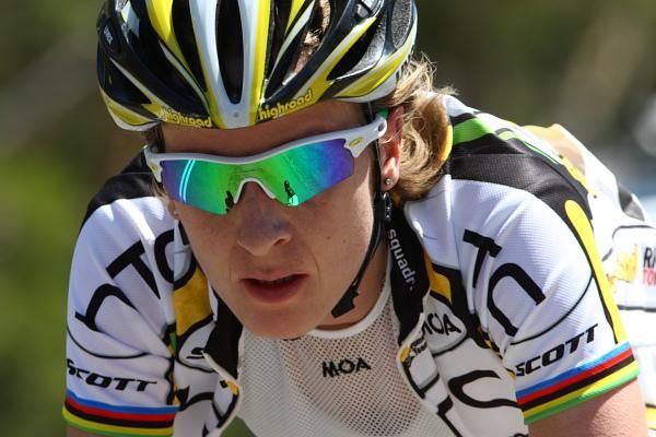 Lonely road ahead, Judith Arndt (Team Columbia-HTC), didn't follow many wheels in this race